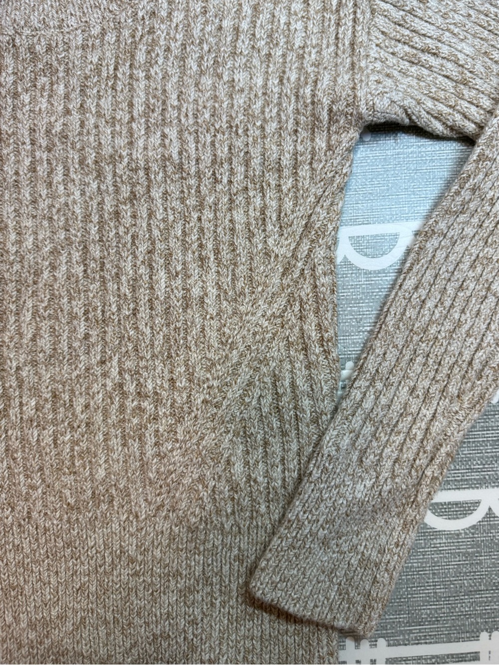 Donna Karan Wide Ballet Neck Cropped Knit Sweater Oatmeal Size M - Picture 6 of 11